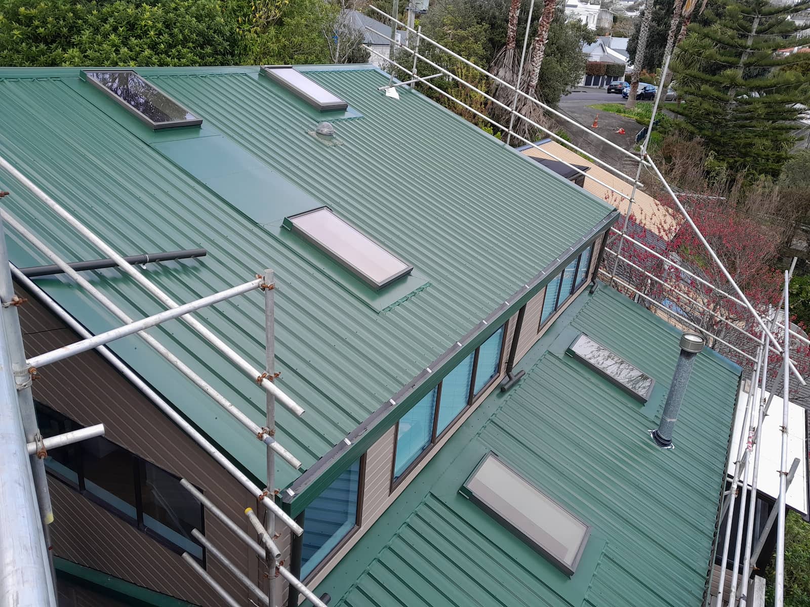 New rooflights on a green Coloursteel roof.